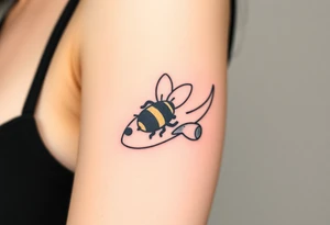 commercial airplane with a bumble bee flying it tattoo idea