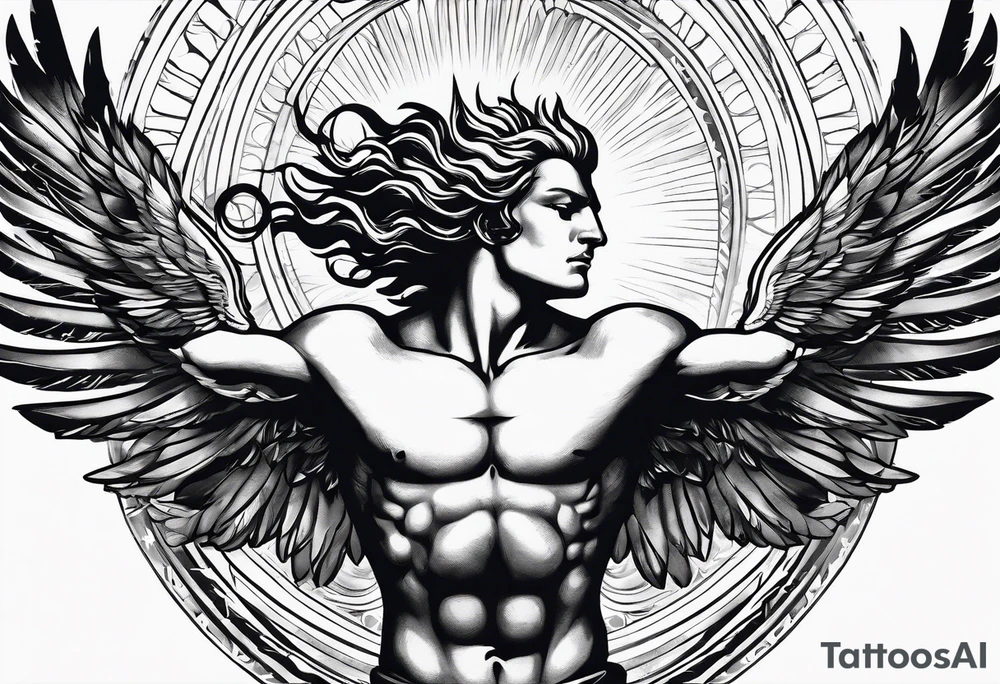 Icarus's myth flying too close to the sun tattoo idea