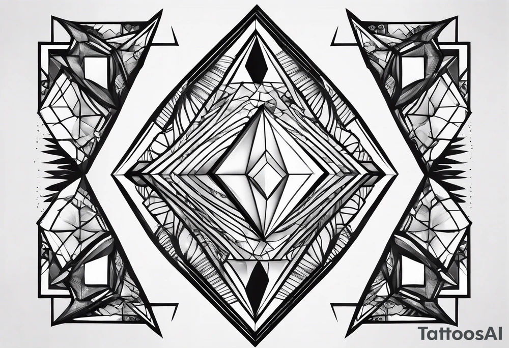 simple Dimond shape split in half tattoo idea