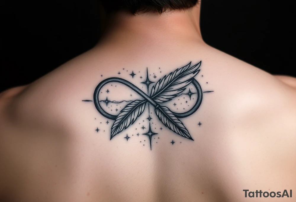 infinity symbol woven with floating feathers and stardust tattoo idea infinity symbol woven with floating feathers and stardust tattoo idea