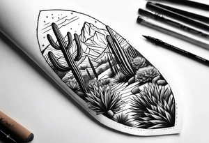 Mountain,  cactus, forearm tattoo idea
