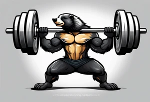 Muscular old honey badger lifting barbell. tattoo idea