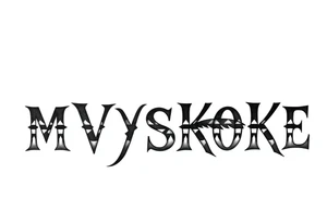 The word “MVSKOKE” shaded with Native American print tattoo idea