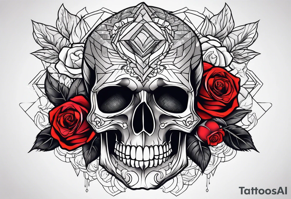 skull and roses tattoo idea