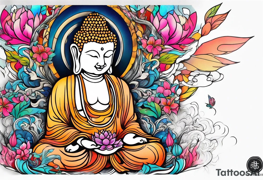 Budda dead rabbit fairtale tattoo idea