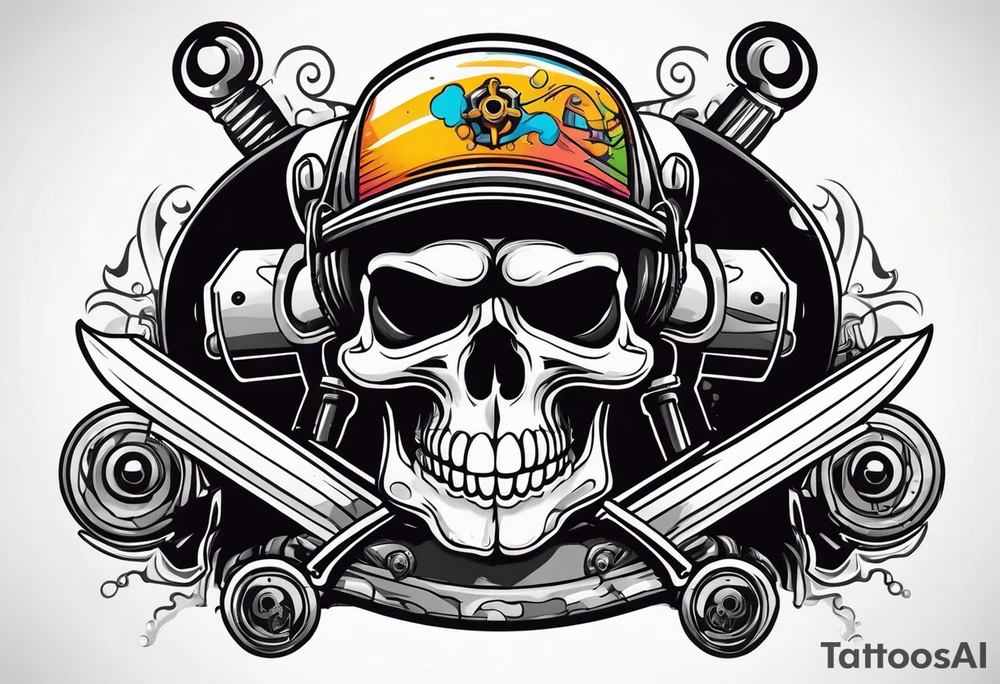 Mechanic skull tattoo idea