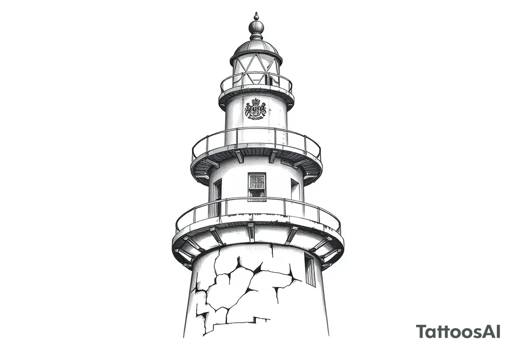 Lighthouse with coat of arms incorporated into the roof tattoo idea