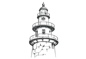 Lighthouse with coat of arms incorporated into the roof tattoo idea