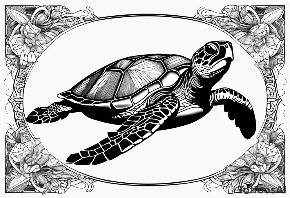 sea turtle  pattern tattoo idea