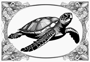 sea turtle  pattern tattoo idea