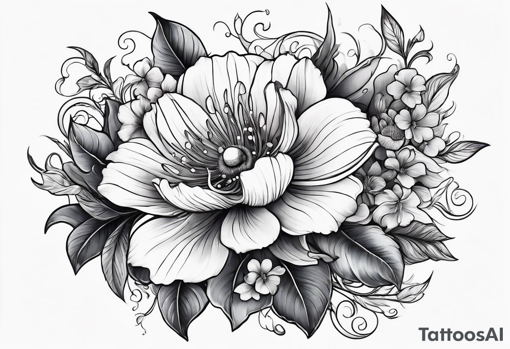 sea, flower tattoo idea