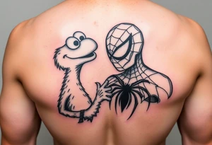 elmo and spiderman tattoo idea