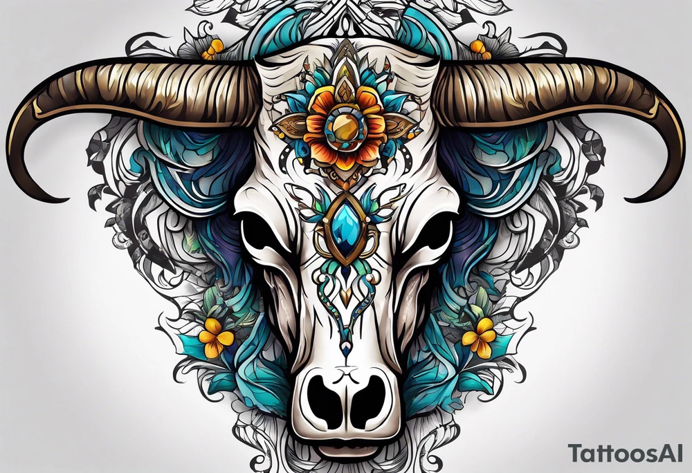Cow skull tattoo idea