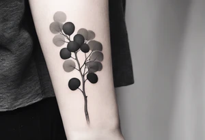 eucalyptus tree, simple, small, soft lines tattoo idea