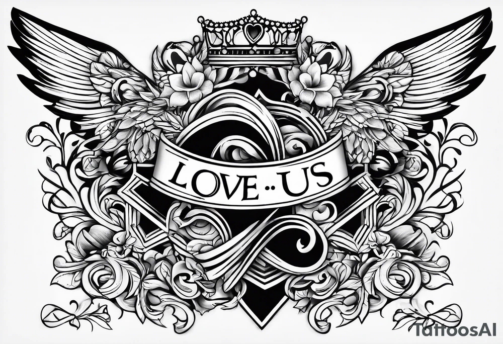 love us text tattoo idea