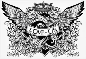 love us text tattoo idea