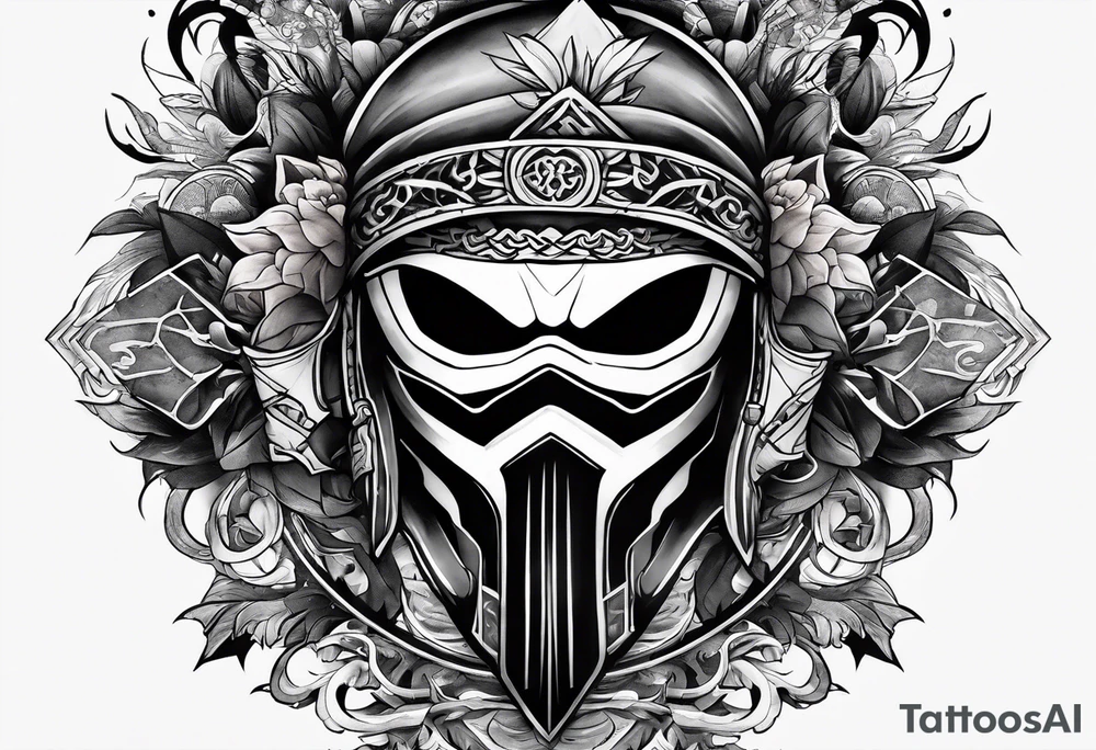 the letters A W R in the middle of a ninja headband tattoo idea