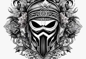 the letters A W R in the middle of a ninja headband tattoo idea