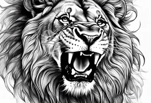 lion close up screaming tattoo idea