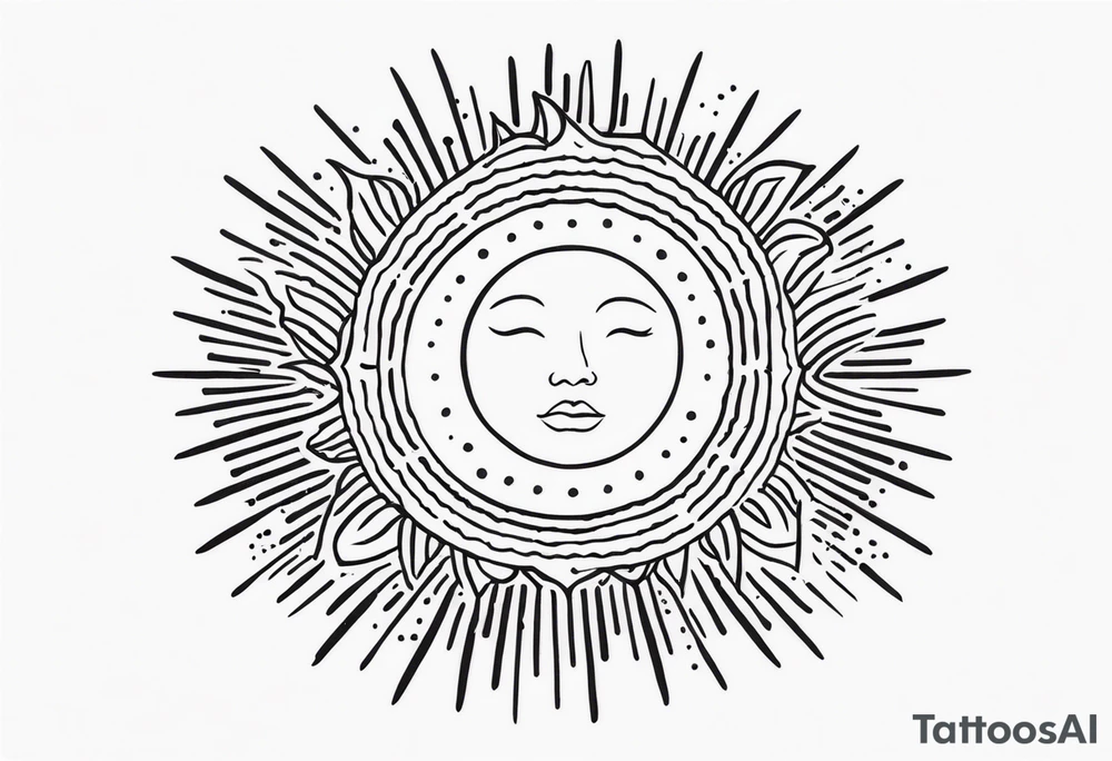 Simplistic sun made of black dots tattoo idea