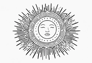 Simplistic sun made of black dots tattoo idea