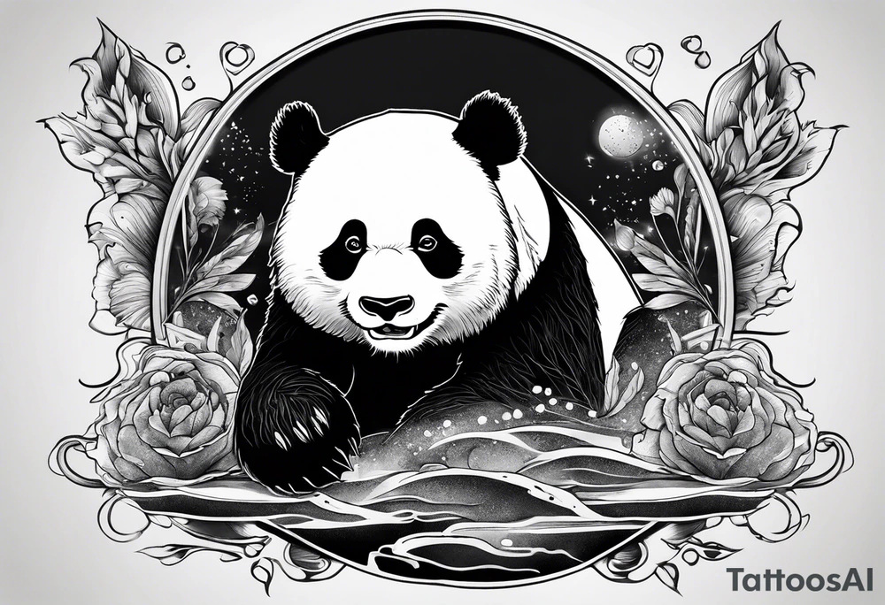 Crying panda in the hole tattoo idea