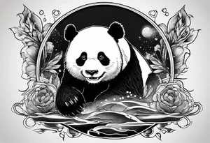 Crying panda in the hole tattoo idea