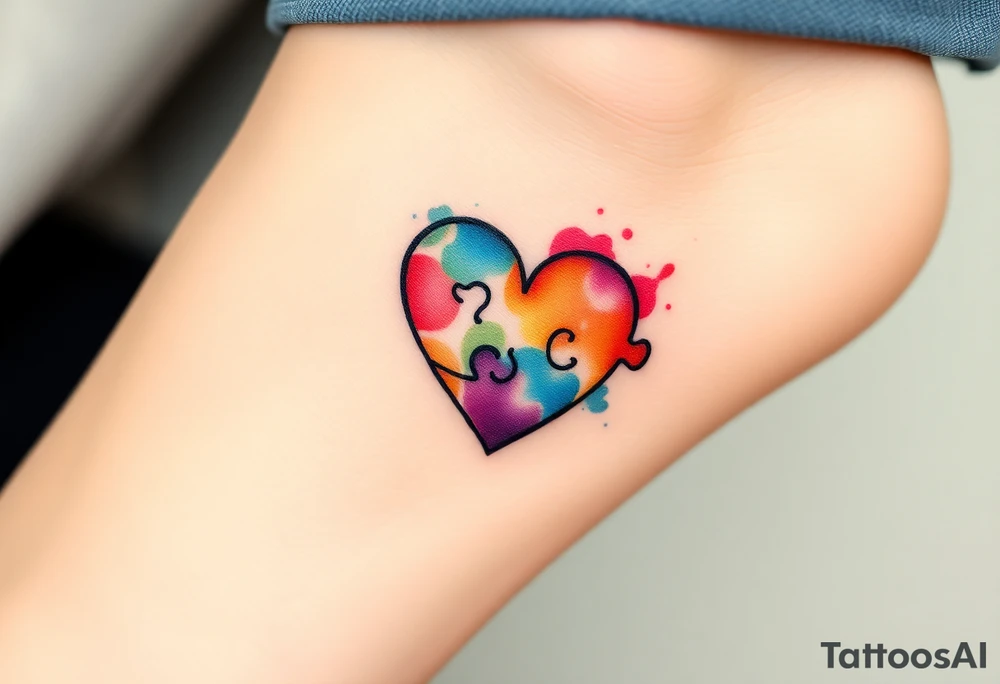 autism heart puzzle shape symbol tattoo idea