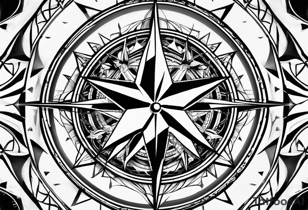 make a compass rose with long lines coming out of the tips of the star tattoo idea