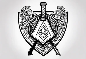 Valhalla shield sword axe Valknut fire tattoo idea