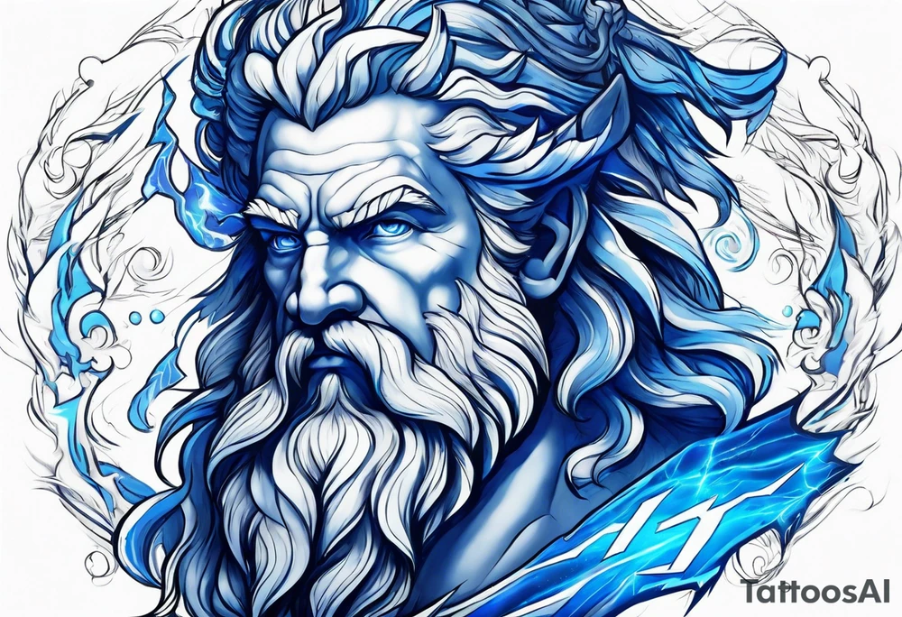 Zeus, blue, lightning tattoo idea