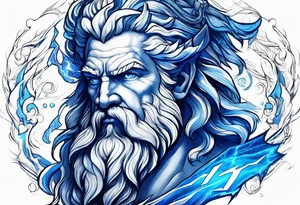 Zeus, blue, lightning tattoo idea
