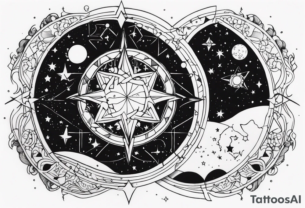 Galaxy with Gemini and Capricorn constellations tattoo idea Galaxy with Gemini and Capricorn constellations tattoo idea
