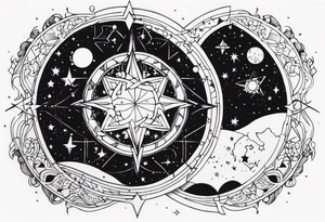 Galaxy with Gemini and Capricorn constellations tattoo idea