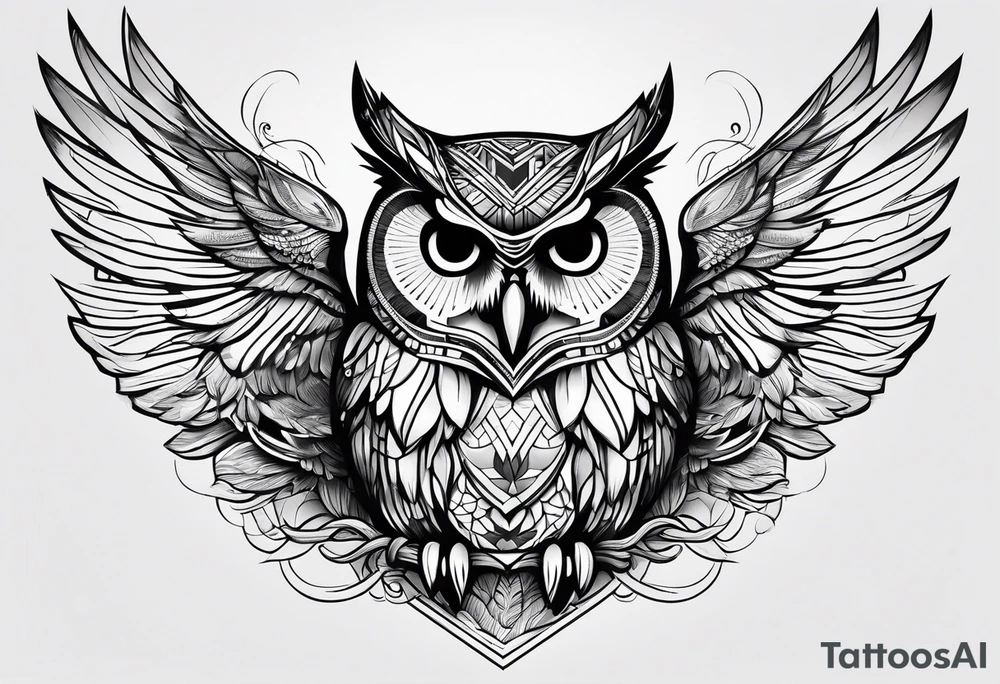 Owl with baby inside tattoo idea