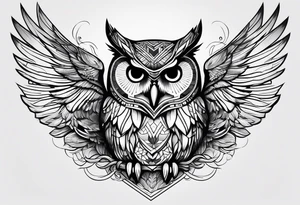 Owl with baby inside tattoo idea