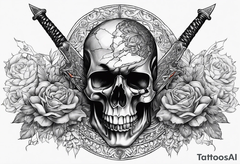 Sword through a broken skull tattoo idea