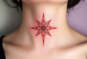 A red eight-pointed star tattoo conveys fiery passion and transformative strength. tattoo idea