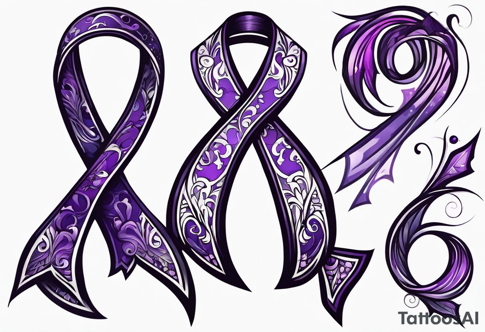 Purple cancer ribbon tattoo idea