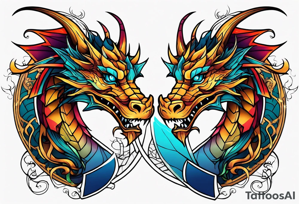 Dragon double tattoo idea