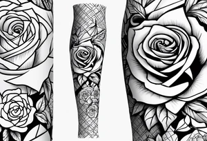 tattoo fool sleeve, old broken gothic home, broken sword, roses tattoo idea