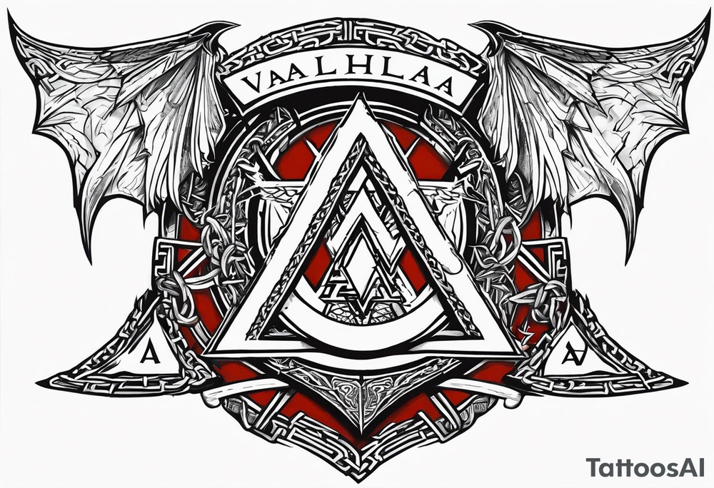 Valhalla sword shield dragon axe Valknut barbed wire chains tattoo idea Valhalla sword shield dragon axe Valknut barbed wire chains tattoo idea