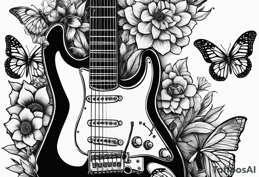 joint, guitar, book, butterfly tattoo idea