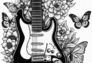 joint, guitar, book, butterfly tattoo idea