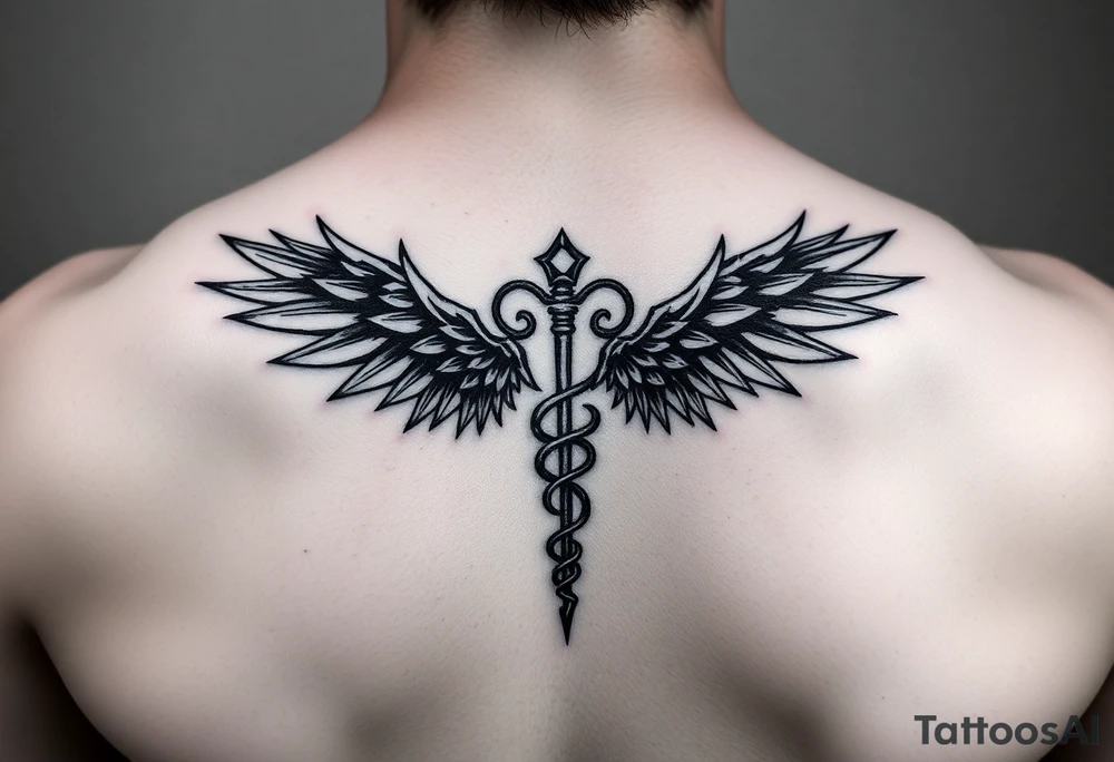 Gothic emo thorns Caduceus tattoo but keep it simple make cool wings smaller tattoo idea
