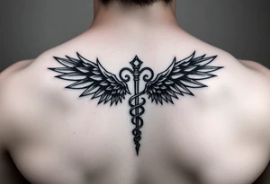 Gothic emo thorns Caduceus tattoo but keep it simple make cool wings smaller tattoo idea