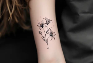 flower arrangement with spider lilies, tulip, lilies, cherry blossom tattoo idea