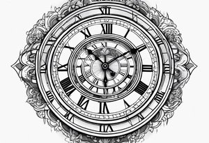roman numeral clock pointing to the time 10:38am tattoo idea