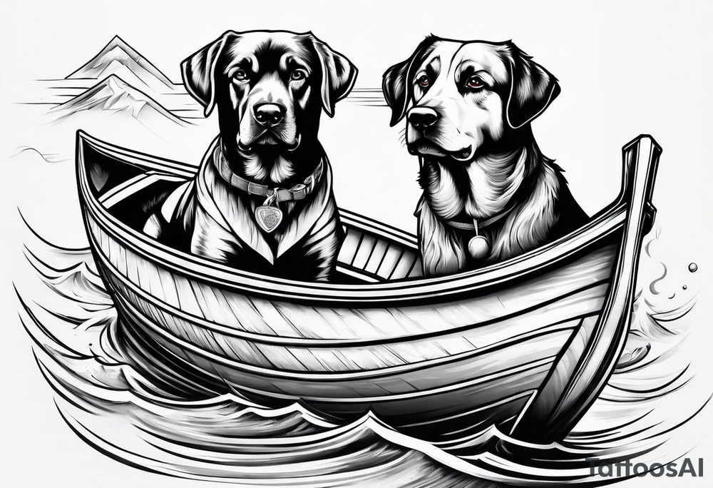 two dogs in a boat tattoo idea