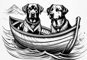 two dogs in a boat tattoo idea
